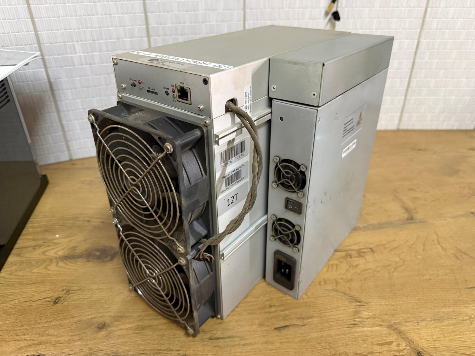 IceRiver KS5L 12TH Kaspa Miner unit front and side view