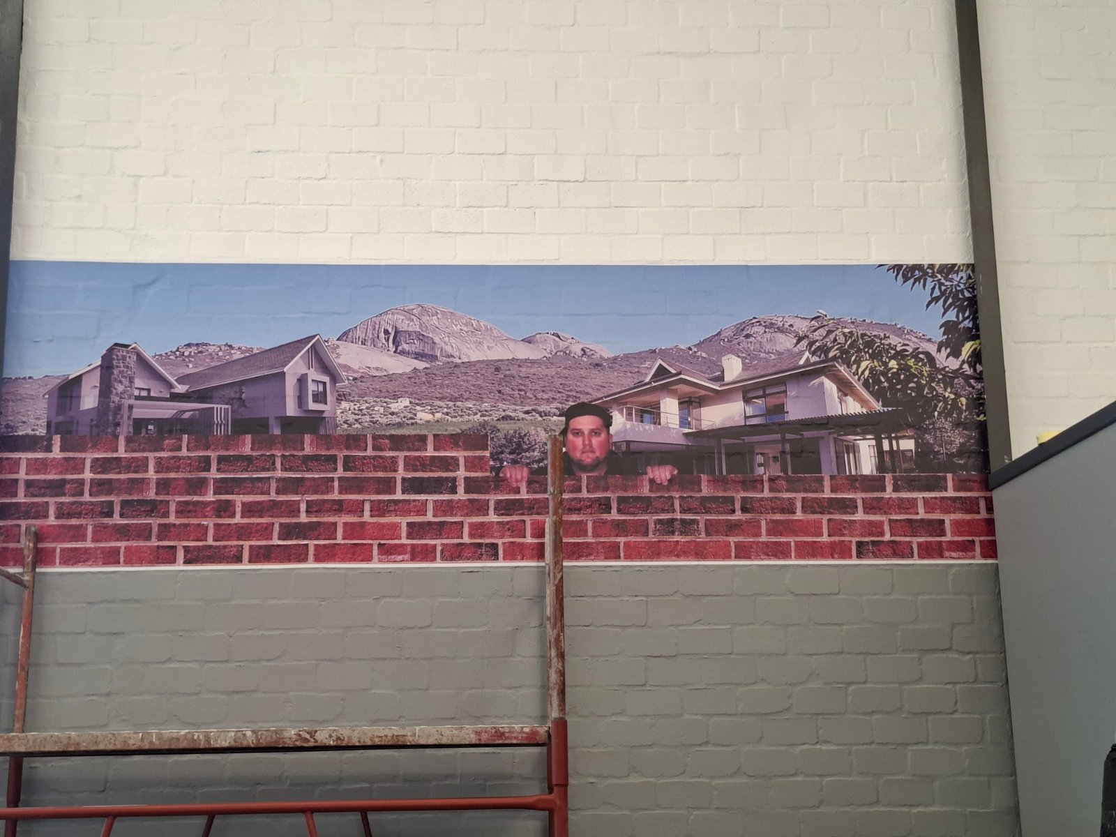 Large custom brick wall mural installation