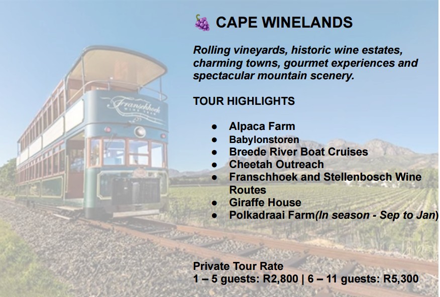 Cape Winelands Private Tour