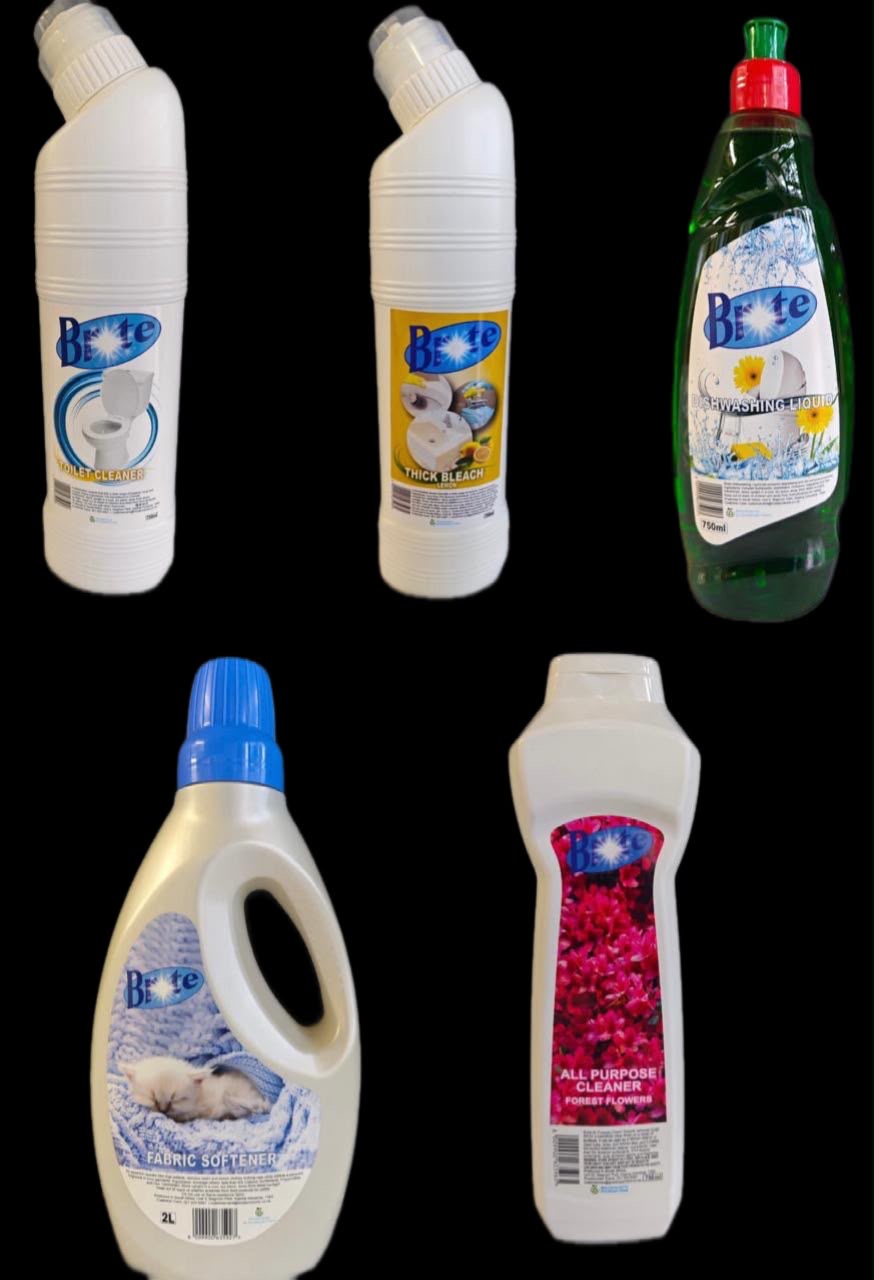 Brite Retail Bottled Range - Toilet Cleaner, Bleach, Dishwash, Fabric Softener, and All Purpose Cleaner