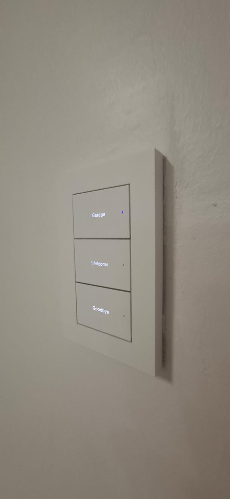 Smart wall keypad with Garage, Welcome, and Goodbye controls