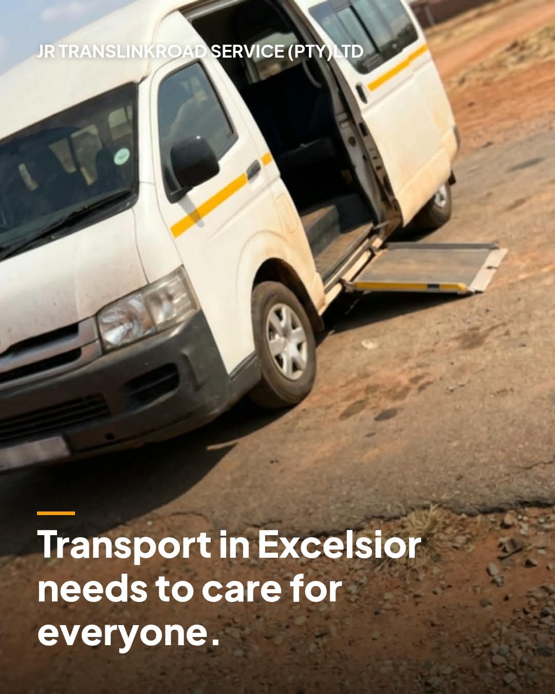 White JR minibus with a wheelchair ramp folded down to the road, ready for passengers who need help boarding