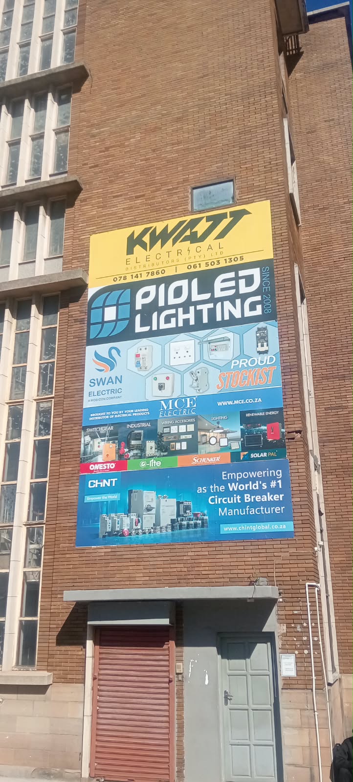 Kwatt Electrical building sign listing Pioled Lighting, Swan Electric, MCE, Onesto, i-lite, Schenker and CHINT